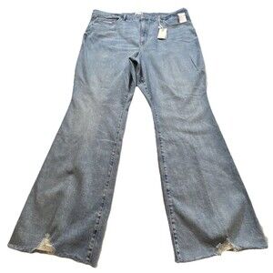 Good American Jeans Womens Size 30 Light Wash Good Curved Boot Ripped Raw Hem